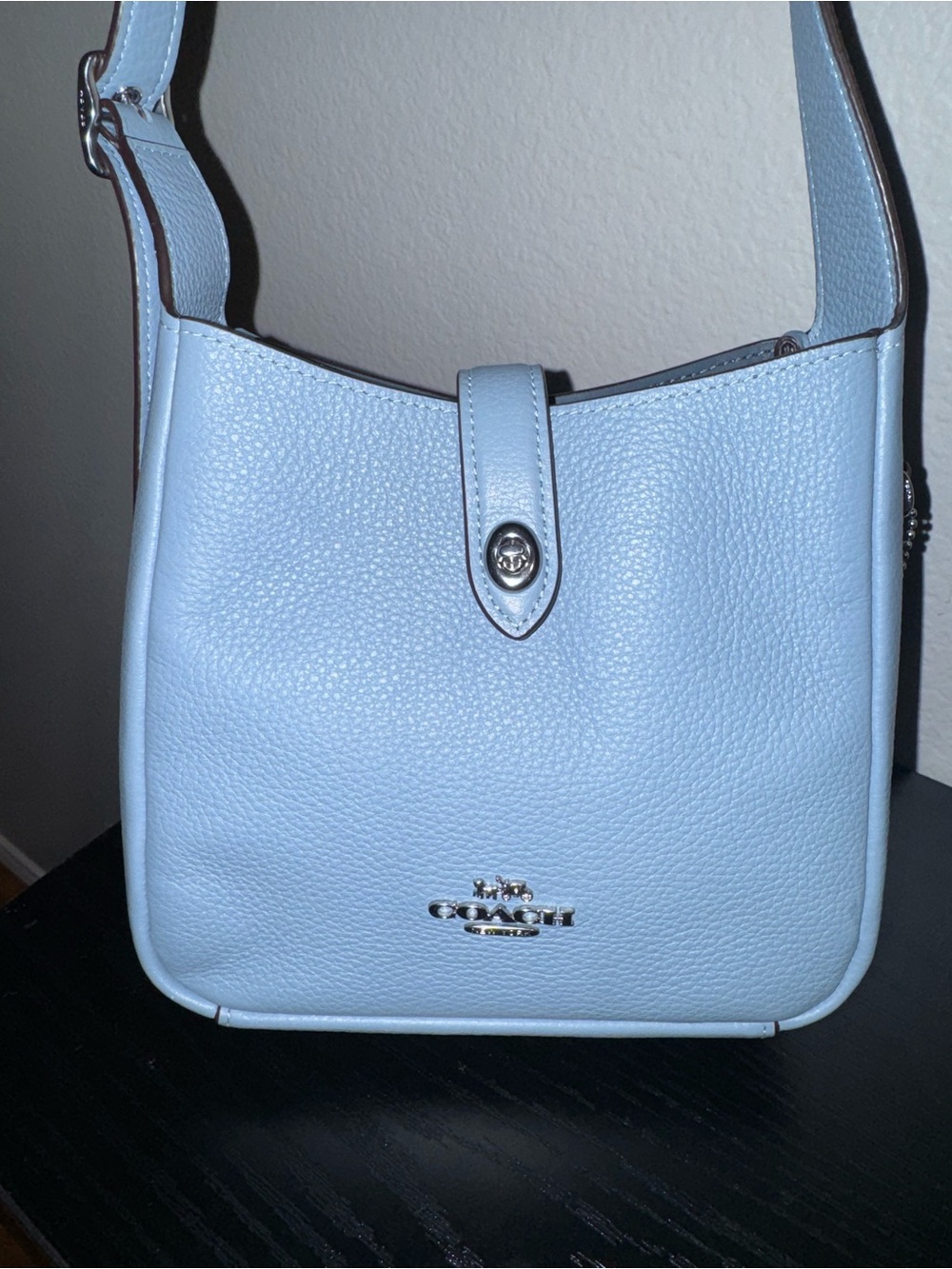 Coach Hadley mini Pebbled Leather Crossbody Bag in Light Blue
